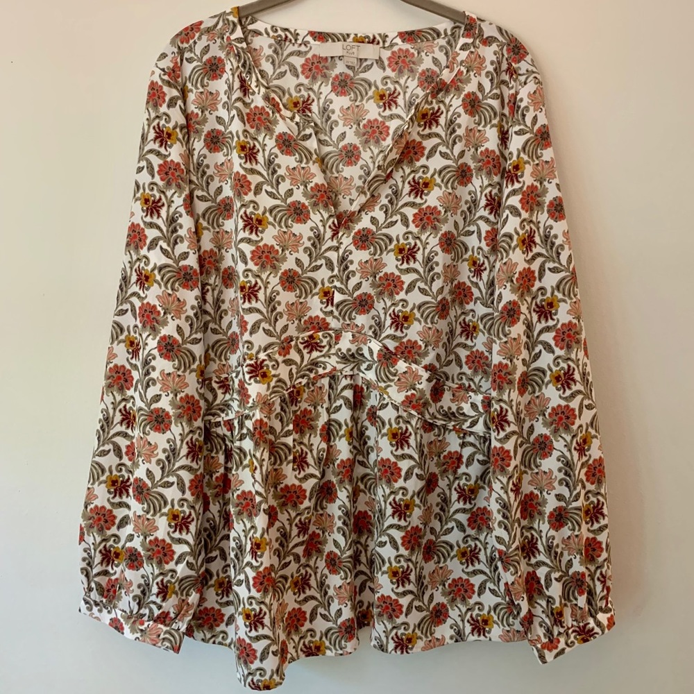 LOFT Plus Floral Peplum Blouse